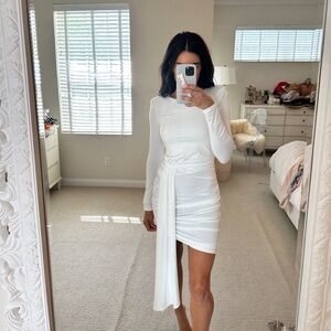 Missguided peace and love jersey long sleeve ruched mini dress